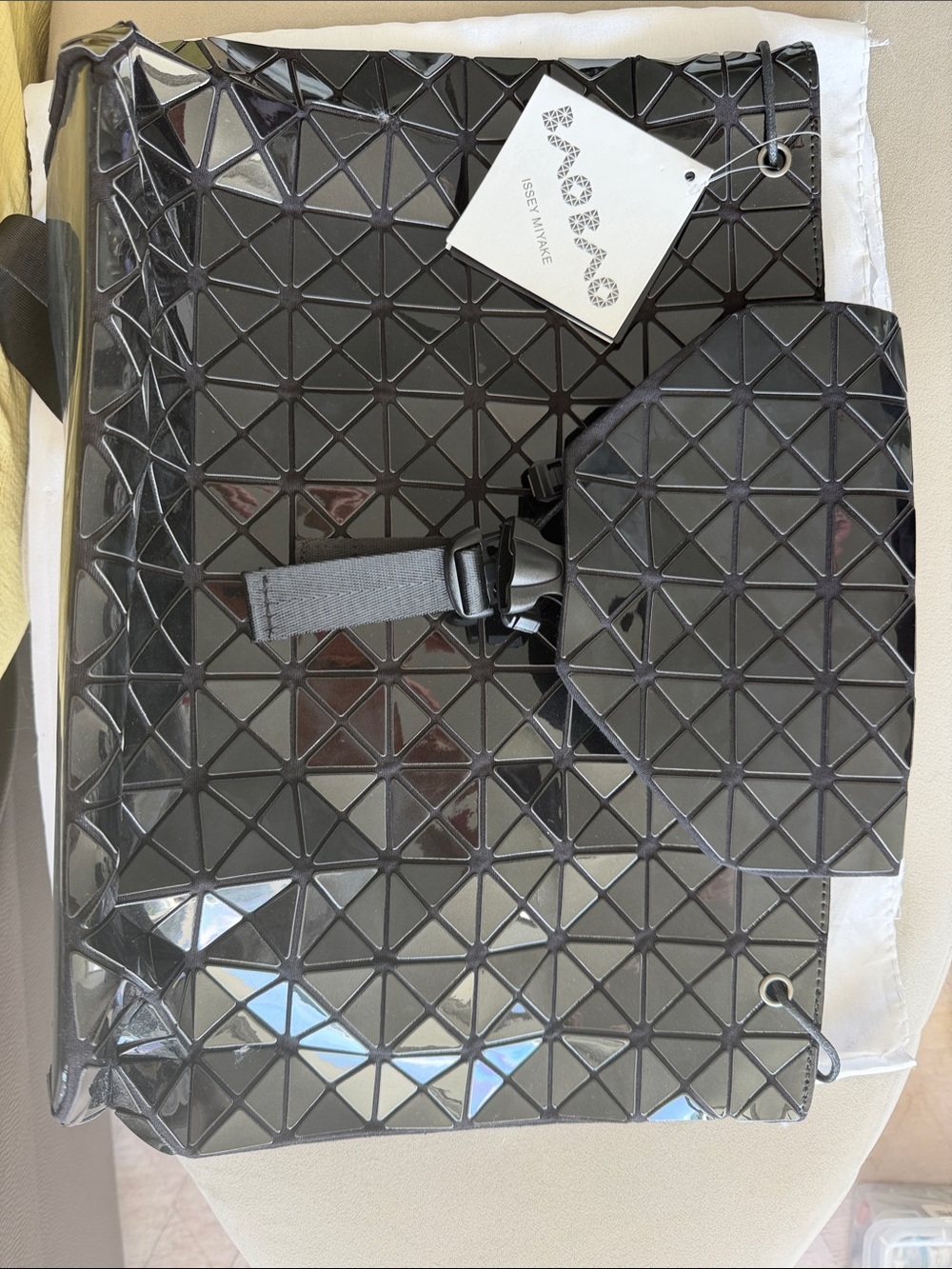 Black Geometric Triangle Messenger Bag